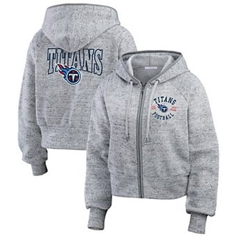 Women's WEAR by Erin Andrews Heather Gray Tennessee Titans Speckled Fleece Cropped Full-Zip Hoodie