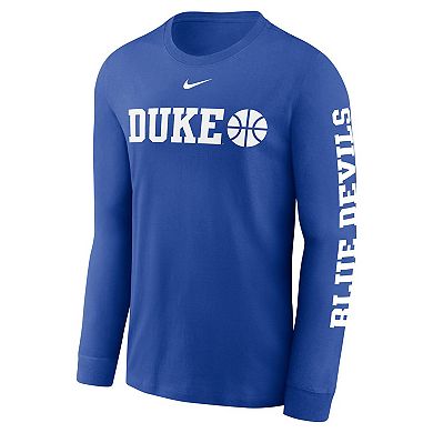 Men's Nike Royal Duke Blue Devils Basketball Icon Two-Hit Long Sleeve T-Shirt