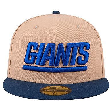 Men's New Era Tan New York Giants Wordmark Logo Main 59FIFTY Fitted Hat