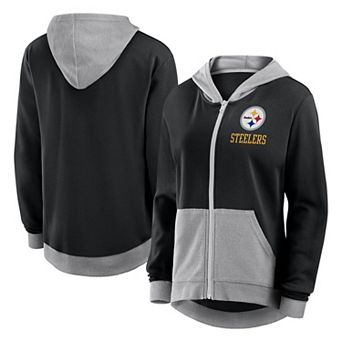 Women's Black Pittsburgh Steelers Hit It French Terry Full-Zip Hoodie