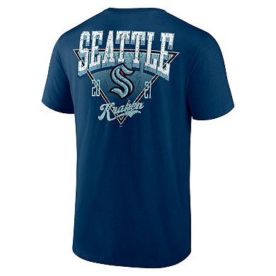 Men's Logo Athletic Deep Sea Blue Seattle Kraken Never Over T-Shirt