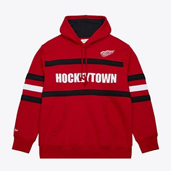 Men's Mitchell & Ness Red Detroit Red Wings Head Coach Slogan Pullover Hoodie