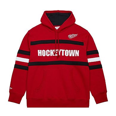 Men's Mitchell & Ness Red Detroit Red Wings Head Coach Slogan Pullover Hoodie