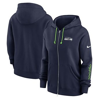 Women's Nike College Navy Seattle Seahawks Plus Size Phoenix Full-Zip Hoodie