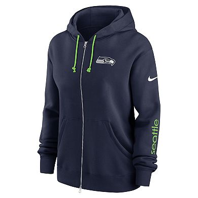 Women's Nike College Navy Seattle Seahawks Plus Size Phoenix Full-Zip Hoodie