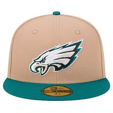 Men's New Era Tan Philadelphia Eagles Logo Main 59FIFTY Fitted Hat