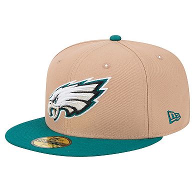 Men's New Era Tan Philadelphia Eagles Logo Main 59FIFTY Fitted Hat