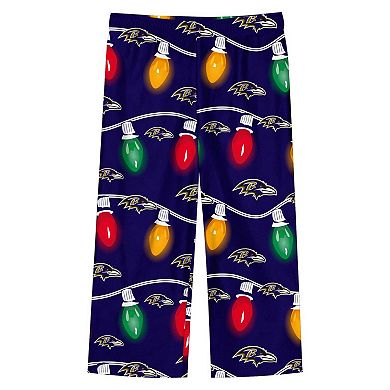 Preschool Baltimore Ravens Two-Piece Garland Holiday Long Sleeve Pajama Set