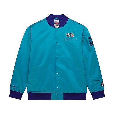 Men's Mitchell & Ness Teal Charlotte Hornets Hardwood Classics Team OG 3.0 Lightweight Satin Full-Snap Jacket