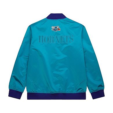 Men's Mitchell & Ness Teal Charlotte Hornets Hardwood Classics Team OG 3.0 Lightweight Satin Full-Snap Jacket