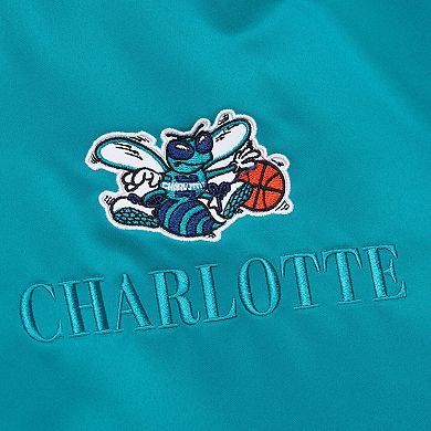 Men's Mitchell & Ness Teal Charlotte Hornets Hardwood Classics Team OG 3.0 Lightweight Satin Full-Snap Jacket
