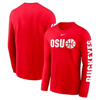 Men's Nike Scarlet Ohio State Buckeyes Basketball Icon Two-Hit Long Sleeve T-Shirt