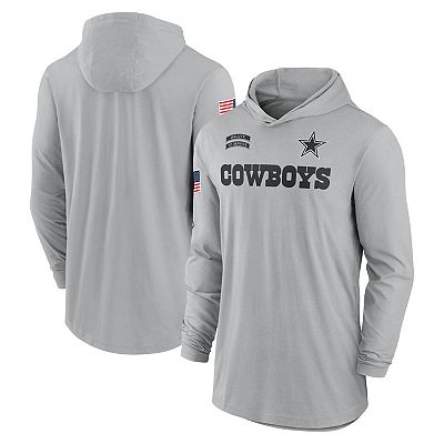 Men s Nike Gray Dallas Cowboys 2024 Salute to Service Lightweight Performance Long Sleeve Hooded T Shirt