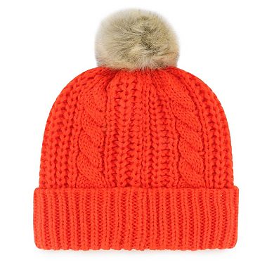 Women's '47 Orange Cleveland Browns Meeko Cuffed Knit Hat with Pom