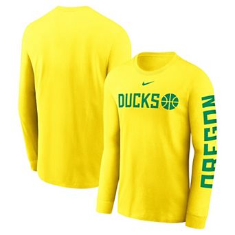 Men's Nike Yellow Oregon Ducks Basketball Icon Two-Hit Long Sleeve T-Shirt