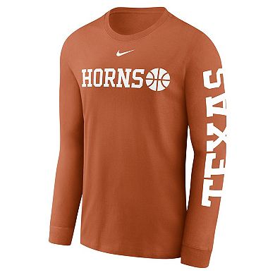 Men's Nike Texas Orange Texas Longhorns Basketball Icon Two-Hit Long Sleeve T-Shirt
