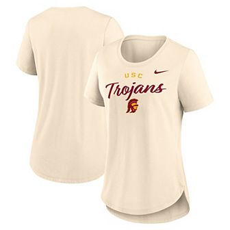 Women's Nike Tan USC Trojans Script Logo Tri-Blend T-Shirt