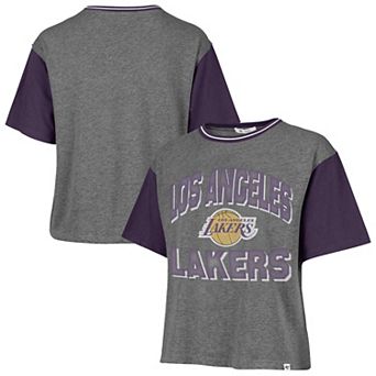 Women's '47 Gray Los Angeles Lakers Rise Clubhouse Ziggy Color Block T-Shirt