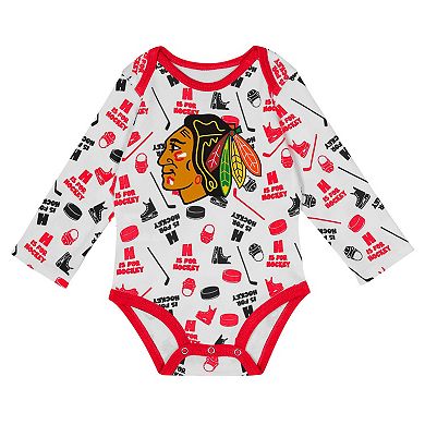 Infant White Chicago Blackhawks Quick Learner Long Sleeve Bodysuit