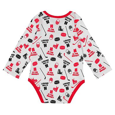 Infant White Chicago Blackhawks Quick Learner Long Sleeve Bodysuit