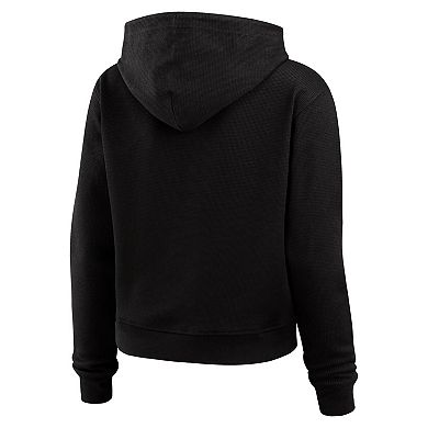 Women's WEAR by Erin Andrews Black Pittsburgh Penguins Waffle-Knit Pullover Hoodie
