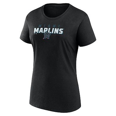 Women's Fanatics Black Miami Marlins Lean T-Shirt