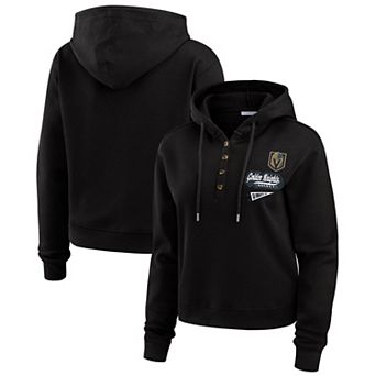 Women's WEAR by Erin Andrews Black Vegas Golden Knights Waffle-Knit Pullover Hoodie