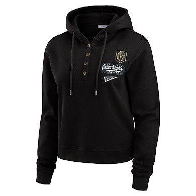 Women's WEAR by Erin Andrews Black Vegas Golden Knights Waffle-Knit Pullover Hoodie