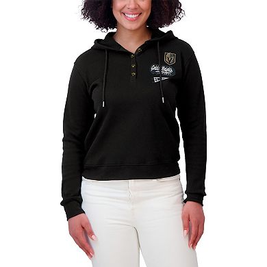 Women's WEAR by Erin Andrews Black Vegas Golden Knights Waffle-Knit Pullover Hoodie