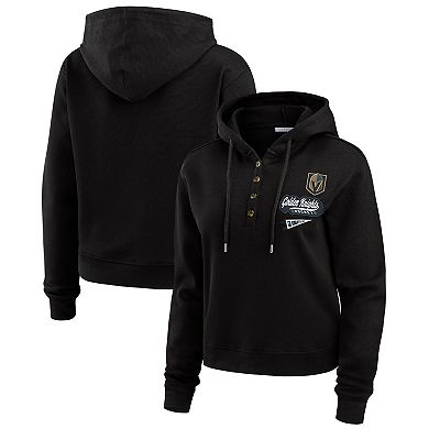 Women's WEAR by Erin Andrews Black Vegas Golden Knights Waffle-Knit Pullover Hoodie
