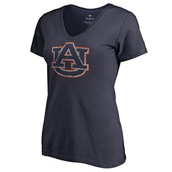 Women's Navy Auburn Tigers Static Logo V-Neck T-Shirt
