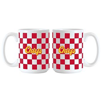 Kansas City Chiefs 2-Pack 15oz. Checkered Wordmark Mug Set