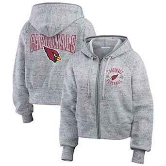 Women's WEAR by Erin Andrews Heather Gray Arizona Cardinals Speckled Fleece Cropped Full-Zip Hoodie