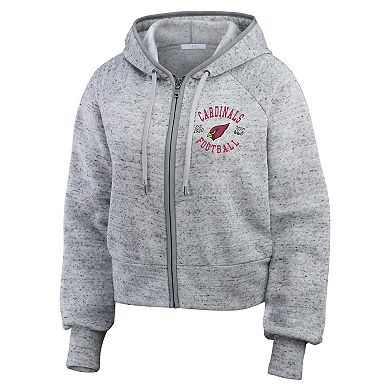 Women's WEAR by Erin Andrews Heather Gray Arizona Cardinals Speckled Fleece Cropped Full-Zip Hoodie