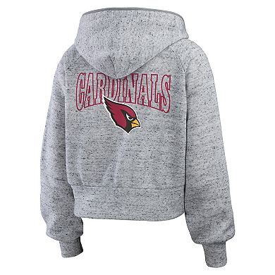 Women's WEAR by Erin Andrews Heather Gray Arizona Cardinals Speckled Fleece Cropped Full-Zip Hoodie
