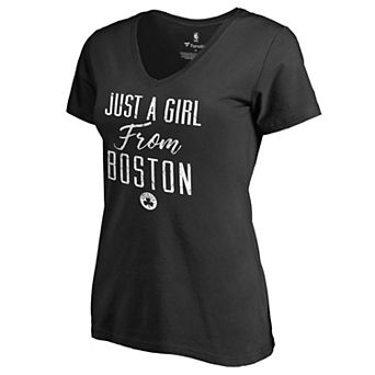Women's Black Boston Celtics Just a Girl V-Neck T-Shirt
