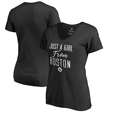 Women's Black Boston Celtics Just a Girl V-Neck T-Shirt