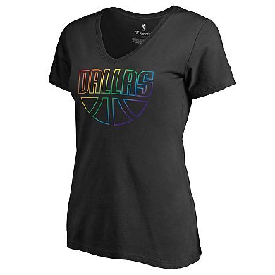 Women's Black Dallas Mavericks Team Pride Wordmark V-Neck T-Shirt