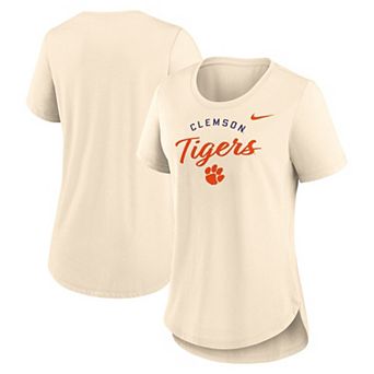 Women's Nike Tan Clemson Tigers Script Logo Tri-Blend T-Shirt