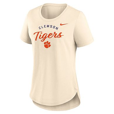 Women's Nike Tan Clemson Tigers Script Logo Tri-Blend T-Shirt