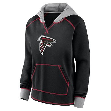 Women's Black Atlanta Falcons Boom Fleece Pullover V-Neck Hoodie