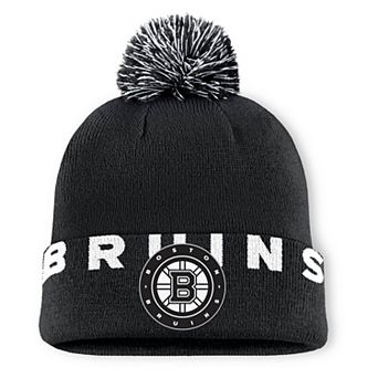 Men's Fanatics Black Boston Bruins Fundamental High Stick Cuffed Knit Hat with Pom