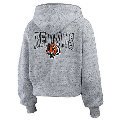 Women's WEAR by Erin Andrews Heather Gray Cincinnati Bengals Speckled Fleece Cropped Full-Zip Hoodie
