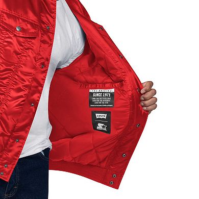 Men's Starter x Levi's Red Chicago Bulls Silver Label Trucker Satin Full-Snap Jacket