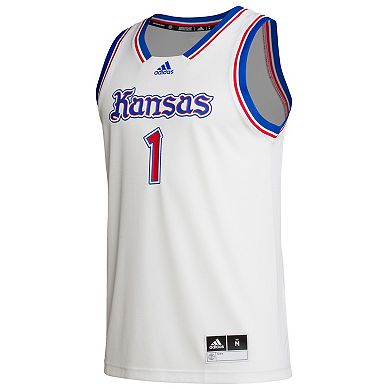 Men's adidas #1 White Kansas Jayhawks Alternate Swingman Jersey