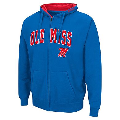 Men's Colosseum Navy Ole Miss Rebels Arch & Logo 3.0 Full-Zip Hoodie