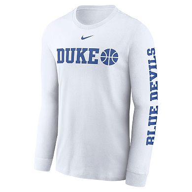 Men's Nike White Duke Blue Devils Basketball Icon Two-Hit Long Sleeve T-Shirt