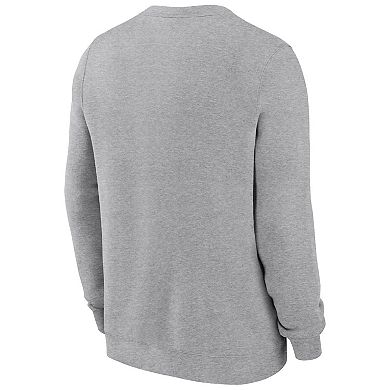 Men's Nike Heather Gray Michigan Wolverines Legacy Classic Tackle Twill Embroidered��Arch Over Logo Pullover Sweatshirt