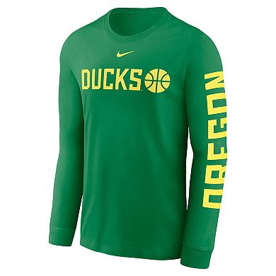 Men's Nike Green Oregon Ducks Basketball Icon Two-Hit Long Sleeve T-Shirt