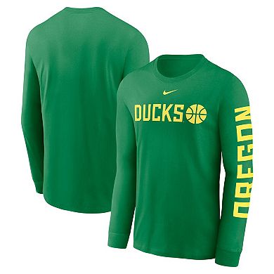 Men's Nike Green Oregon Ducks Basketball Icon Two-Hit Long Sleeve T-Shirt